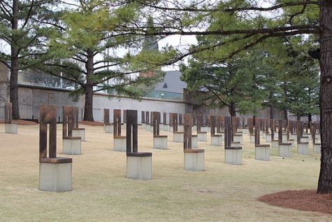 A memorial was erected for those who died in the Oklahoma City bombing in 1995.