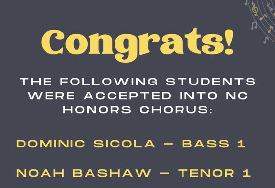 Noah Bashaw and Dominic Sicola accepted into Honors Chorus