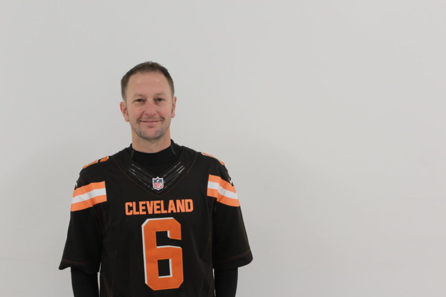 Mr. Thomas shows his school spirit with a Cleveland jersey