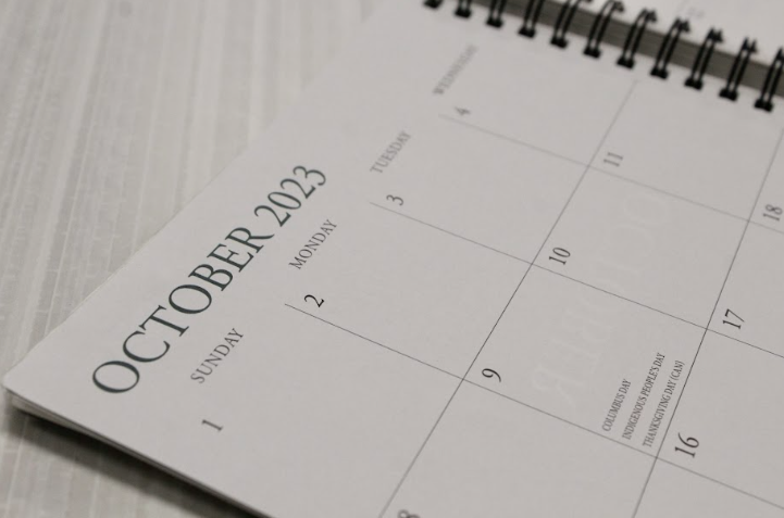 Calendars for October show holidays celebrated on a notional level such as Indigenous People Day.