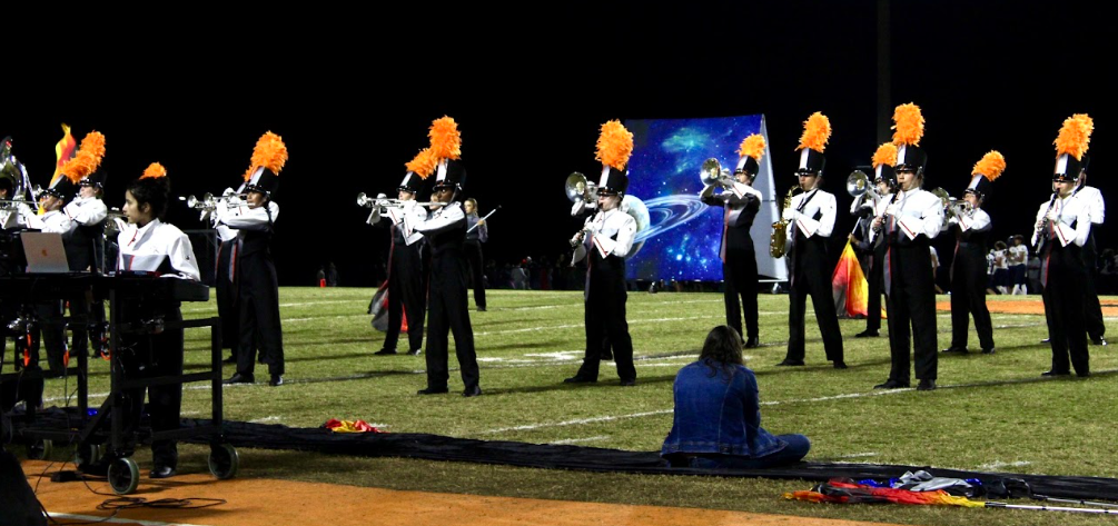 Fuquay Varina High Schools marching band, the Marching Bengals, performed at the football game against Willow Springs High School, just before winning the competition.