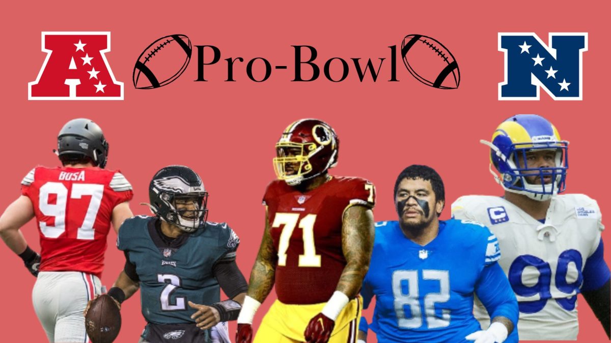 The change in the Pro Bowl , going from tackle ball to flag football as a result of too many injuries, has received backlash from fans. Graphic created through Canva, made by Stephany Ortiz.