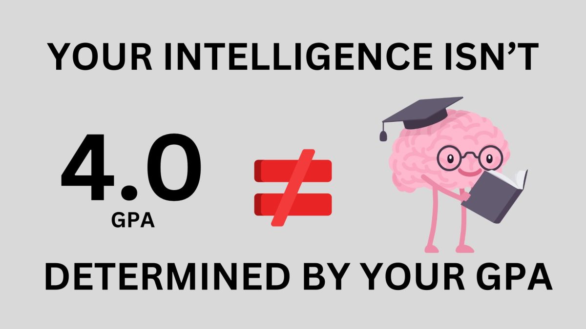 The intelligence of a student is not determined by the GPA of the student. Created on Canva.