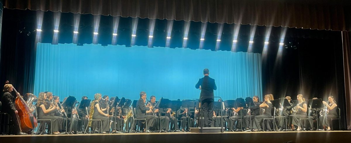 Matt Edwards and his students performing the final band concert for the year.