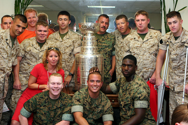 The Canes paid a visit to Camp Lejeune after winning the cup in 2006. That year, the Canes won their first and so far only Stanley Cup championship. 