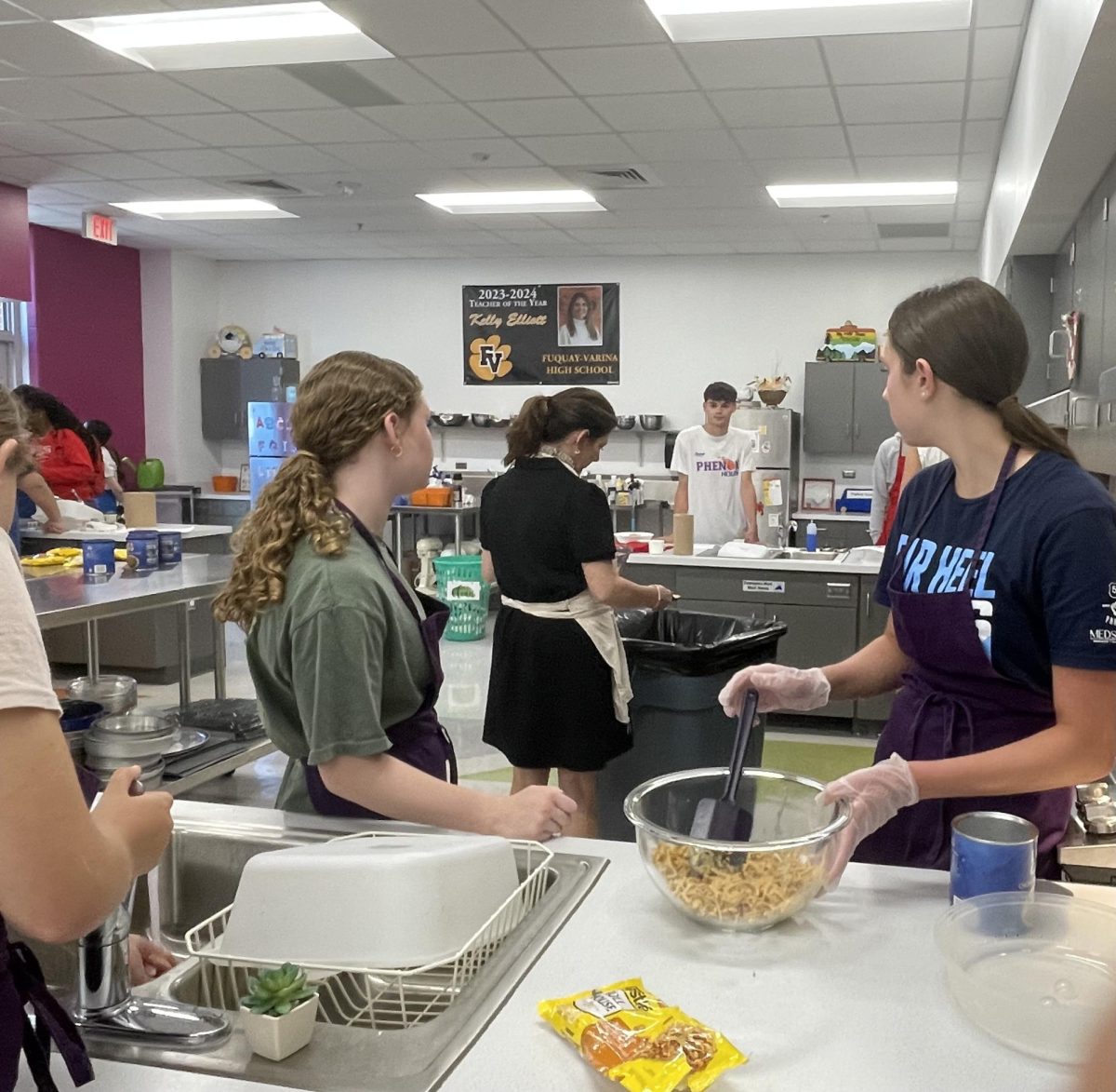 FVHS teacher Kelly Elliott’s foods & nutrition class cooks on Fridays to put the techniques they learn in class to use.

