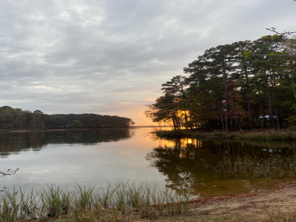 A peaceful lake scene reflects the calm and freedom that students are looking forward to this summer. 