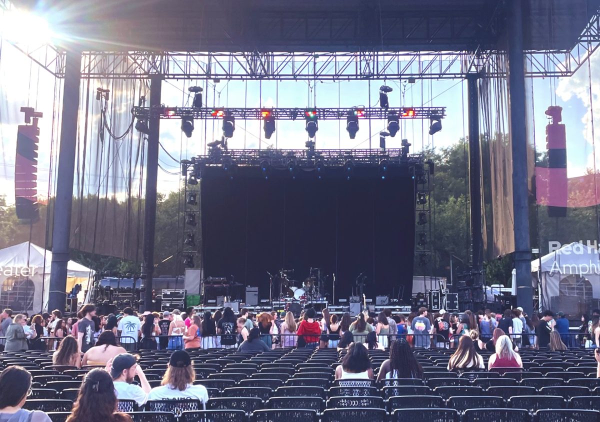 Crowd gathering before show at the Red Hat Amphitheater in Raleigh for rock band Wallows.