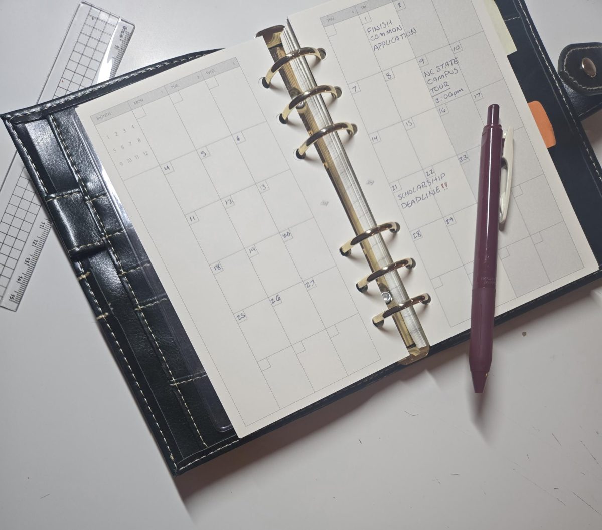 Agendas can be helpful to keep track of deadlines, college tours and due dates.