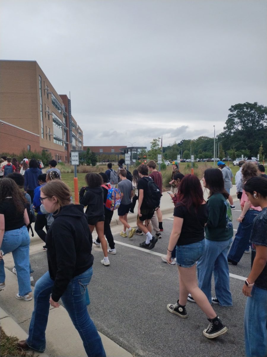 FVHS students make their way back inside after yet another false fire alarm
