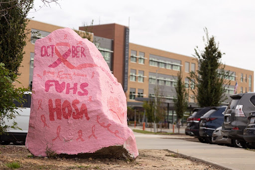 Rock outside of FVHS painted for Breast Cancer Awareness Month.