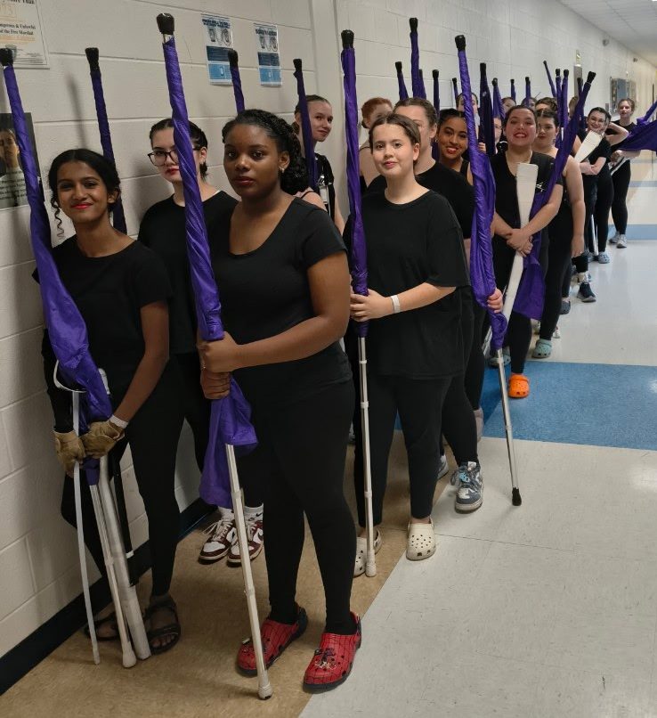 FVHS Winterguard team preparing for first competition of 2026 season. 