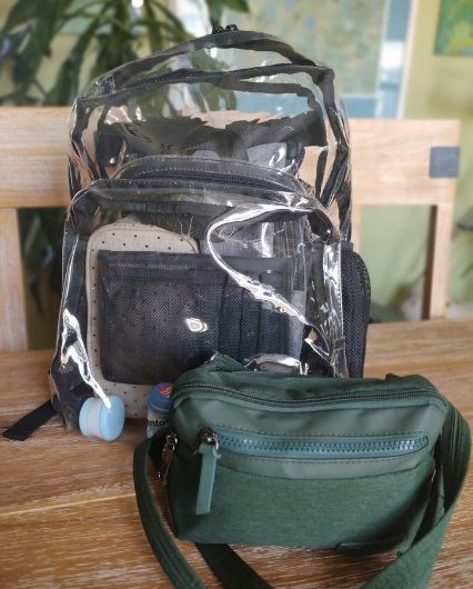 When going to school events, spectators must have clear bags like this one. People can see everything you have, destroying any privacy that would normally be there.