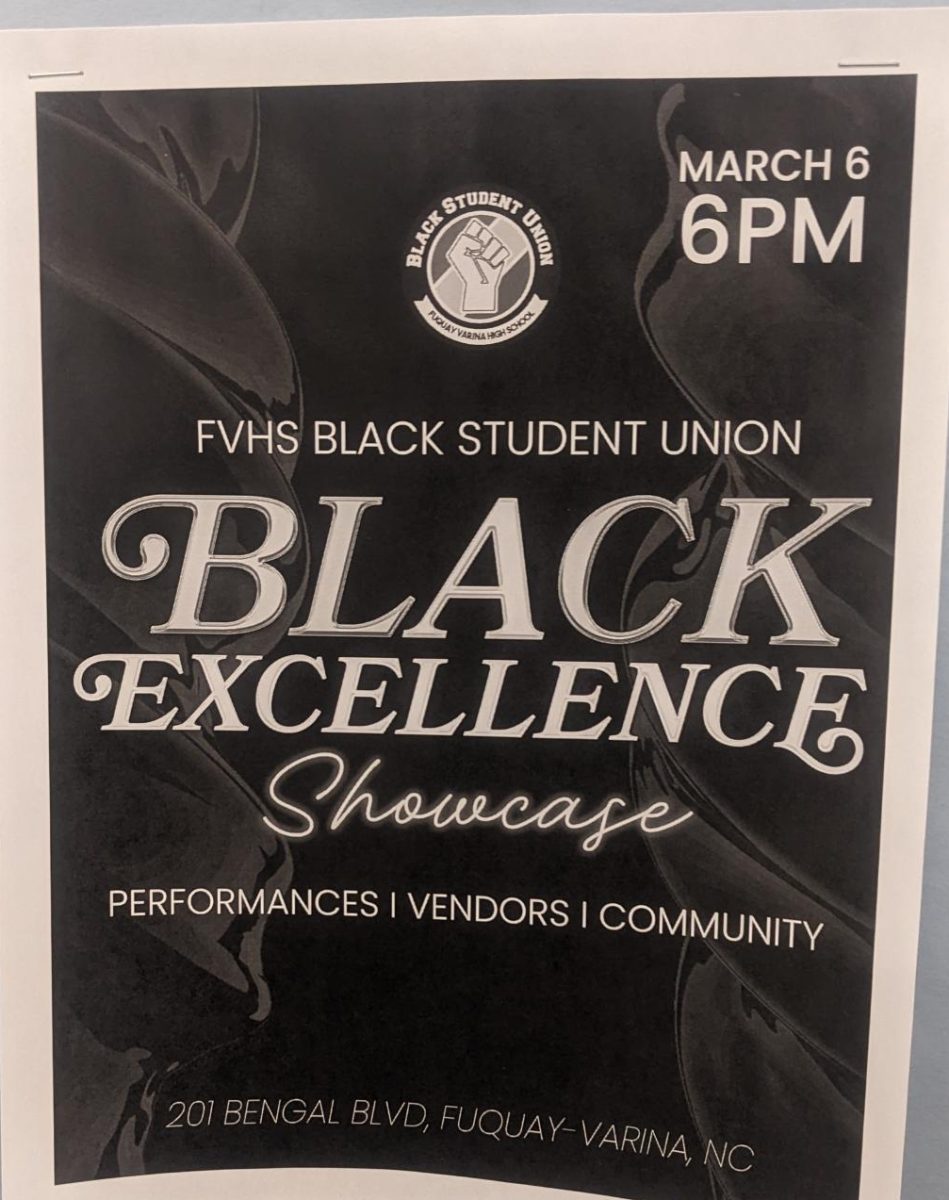 Posters around the school encourage people to attend the Black Excellence Showcase.