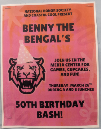 Posters around the school advertise for the Bengal Birthday Bash.