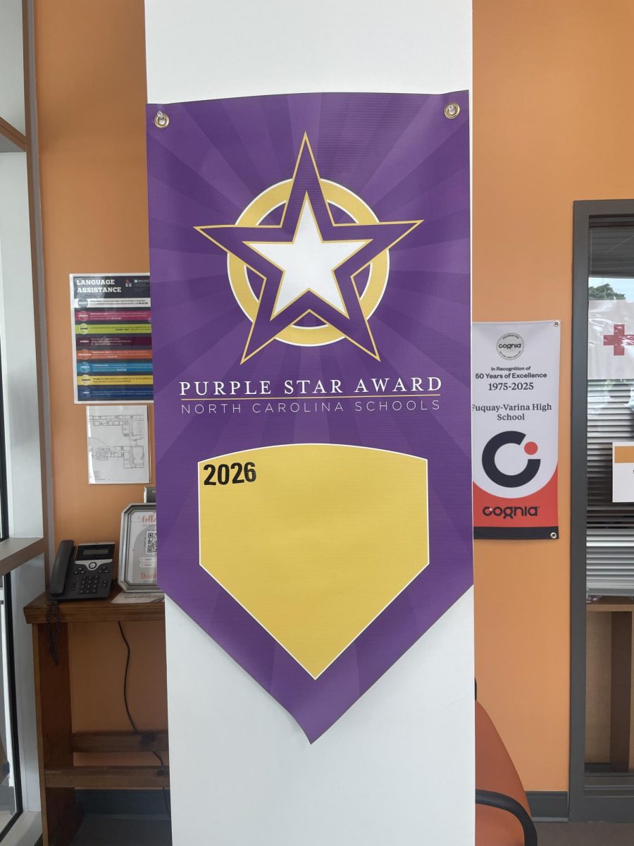 The FVHS victory banner for the Purple Star Award, which will mark down our first and coming years of winning the award.

