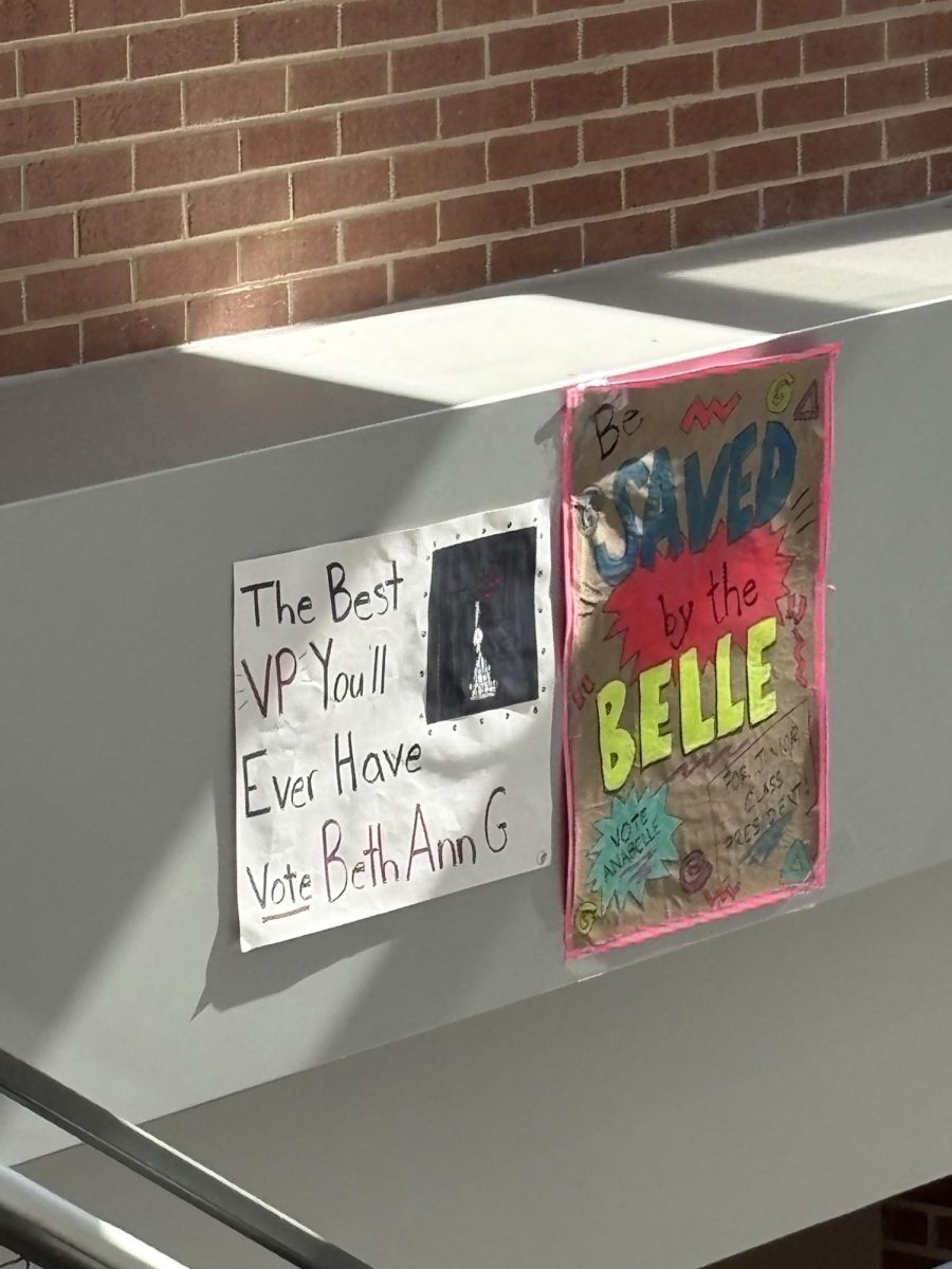 Students who hope to be elected into the Student Council put up posters.